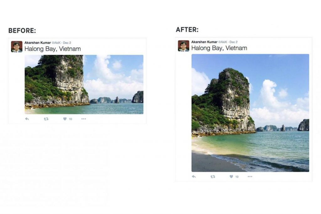 Twitter window showing before & after  for multiple photos
