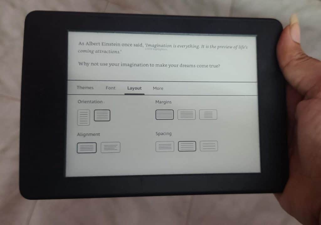 Layout option in Kindle