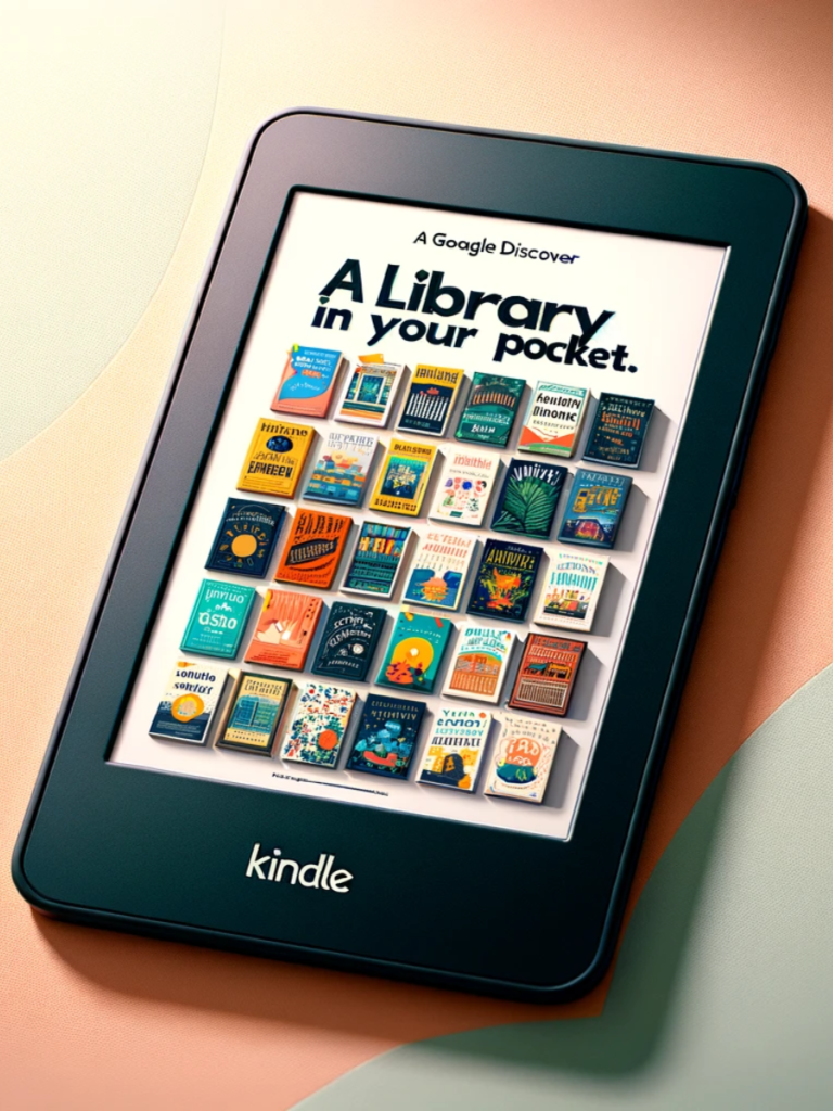 Kindle screen with several books displayed as icons 