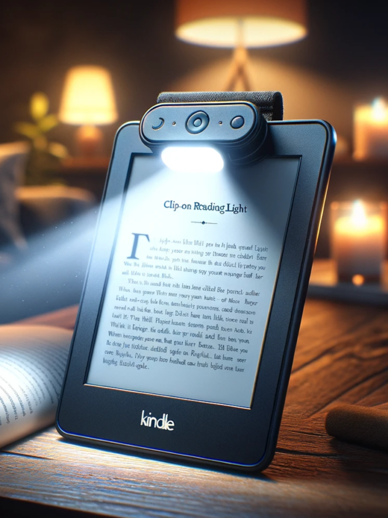 A foucs light showing clipped in the top of kindle