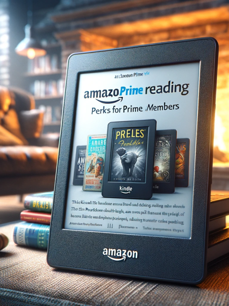 Kindle with Prime logo and books
