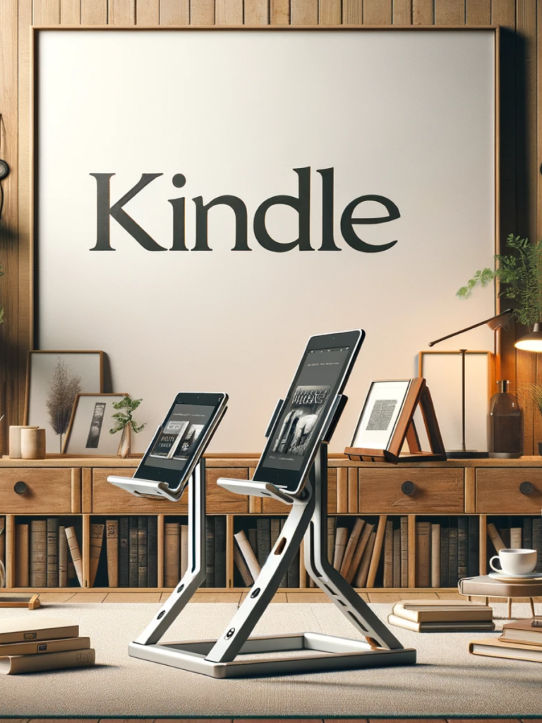 kindle devices placed in stands