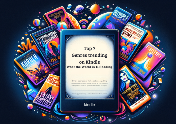 It features elements representing the diversity of the genres you're discussing with KIndle.